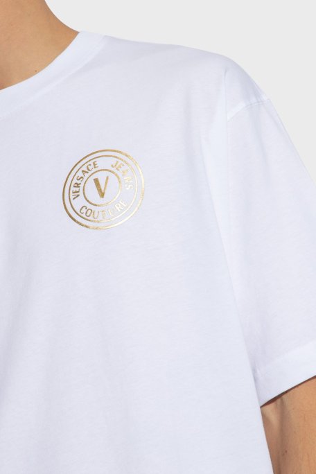 Versace Jeans Couture Bisiklet Yaka Pamuklu Relaxed Fit Erkek T Shirt 76GAHT03 CJ00T G03 BEYAZ - Versace Jeans Couture (1)