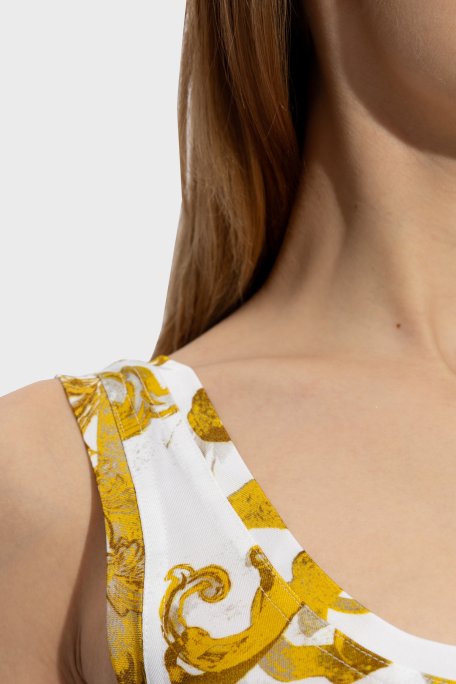 Versace Jeans Couture Desenli Bodycon Kadın Elbise 76HAO9B6 JS291 G03 BEYAZ-GOLD - Versace Jeans Couture (1)