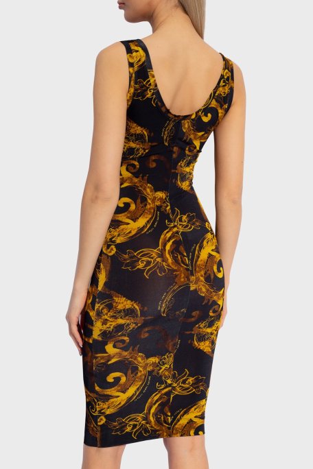 Versace Jeans Couture Desenli Bodycon Bayan Elbise 76HAO9B6 JS291 G89 SİYAH-GOLD - Versace Jeans Couture (1)