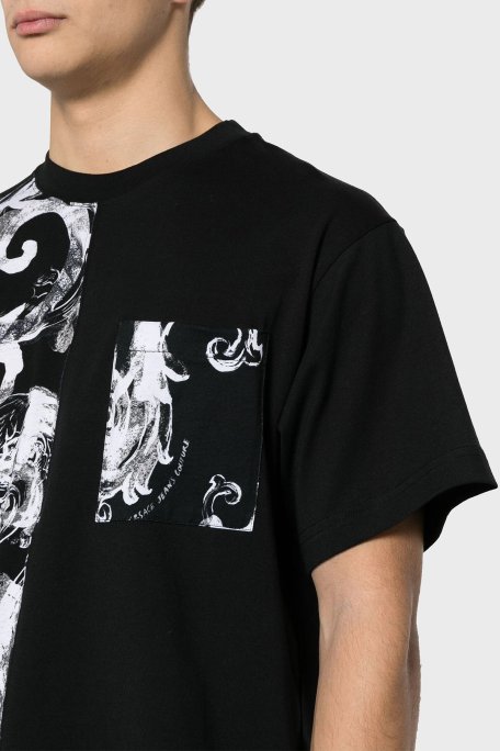 Versace Jeans Couture Desenli Pamuklu Bisiklet Yaka Regular Fit Erkek T Shirt 76GAH611 JS287 899 SİYAH - Versace Jeans Couture (1)