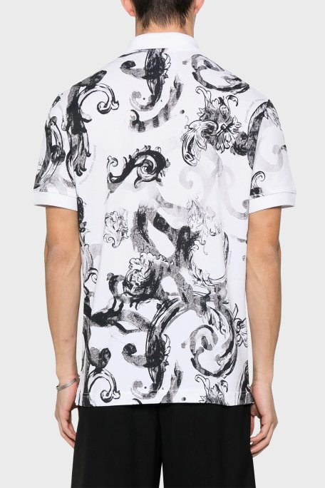 Versace Jeans Couture Desenli Pamuklu Slim Fit Erkek Polo Yaka T Shirt 76GAG6S0 JS286 003 BEYAZ - Versace Jeans Couture (1)