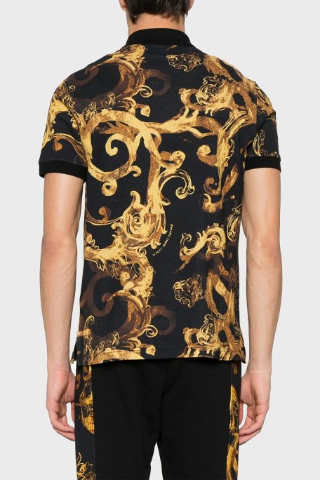 Versace Jeans Couture Desenli Pamuklu Slim Fit Erkek Polo Yaka T Shirt 76GAG6S0 JS286 G89 SİYAH-GOLD - Versace Jeans Couture (1)
