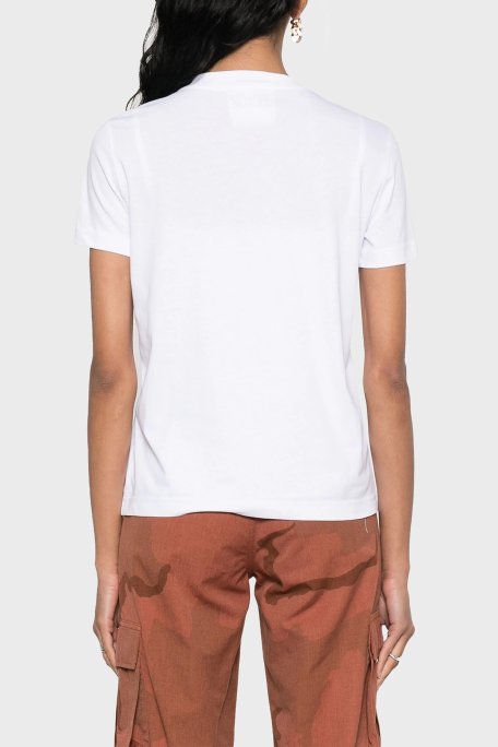 Versace Jeans Couture Logolu Bisiklet Yaka % 100 Pamuk Regular Fit Bayan T Shirt 76HAHT04 CJ00T G03 BEYAZ - Versace Jeans Couture (1)