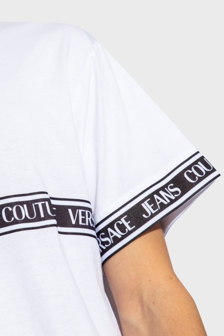 Versace Jeans Couture Logolu Bisiklet Yaka Pamuklu Regular Fit Erkek T Shirt 76GAHC06 CJ01C 003 BEYAZ - Versace Jeans Couture (1)