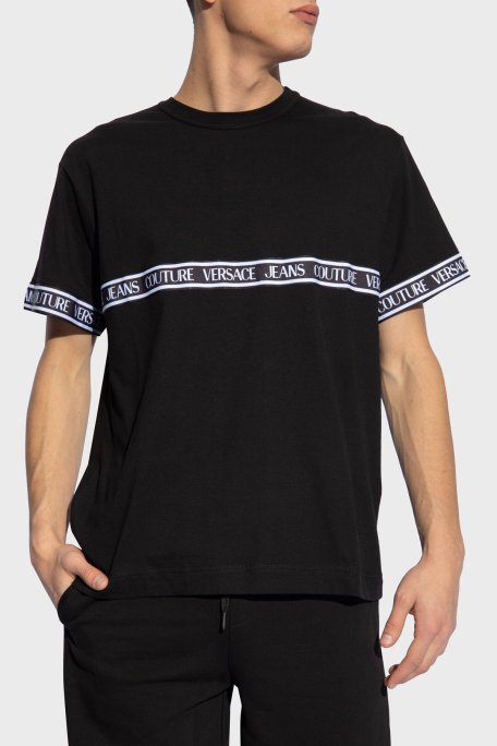 Versace Jeans Couture Logolu Bisiklet Yaka Pamuklu Regular Fit Erkek T Shirt 76GAHC06 CJ01C 899 SİYAH - Versace Jeans Couture