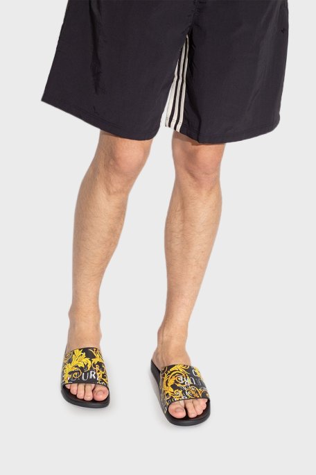 Versace Jeans Couture Logolu Düz Erkek Terlik 74YA3SQ4 ZS631 G89 SİYAH-GOLD - Versace Jeans Couture (1)