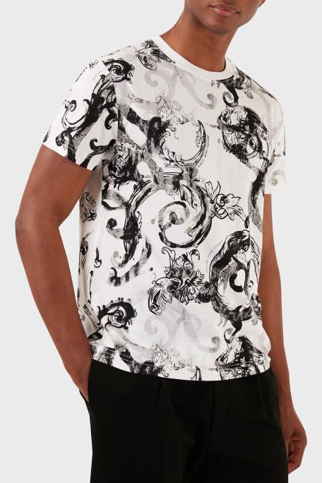 Versace Jeans Couture Pamuklu Slim Fit Bisiklet Yaka Erkek T Shirt 76GAH6S0 JS287 003 BEYAZ - Versace Jeans Couture