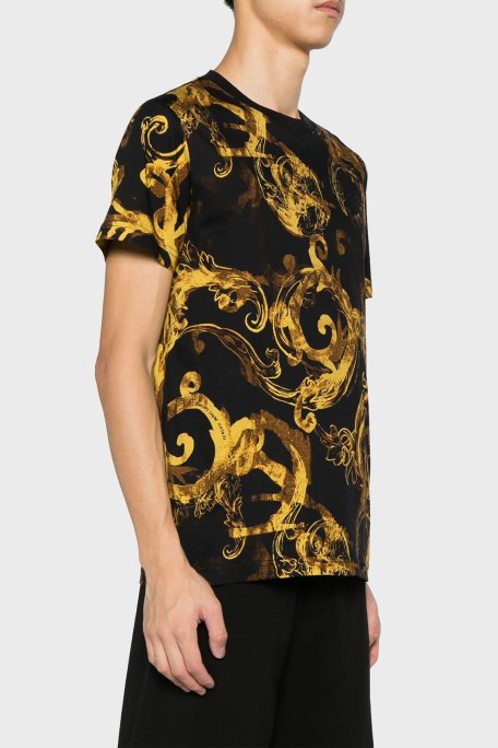 Versace Jeans Couture Pamuklu Slim Fit Bisiklet Yaka Erkek T Shirt 76GAH6S0 JS287 G89 SİYAH-GOLD - Versace Jeans Couture