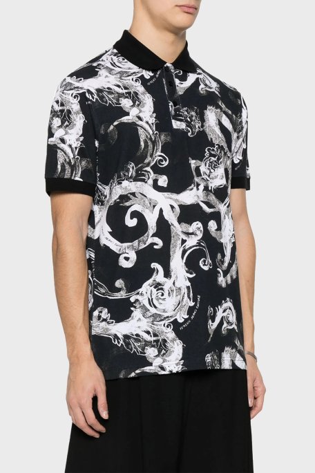 Versace Jeans Couture Pamuklu Slim Fit Erkek Polo Yaka T Shirt 76GAG6S0 JS286 899 SİYAH - Versace Jeans Couture