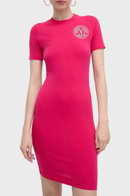 Versace Jeans Couture Pamuklu Slim Fit Mini Kadın Elbise 76HAOT02 CJ03T G49 FUŞYA - Versace Jeans Couture (1)