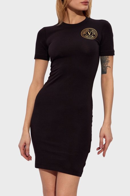 Versace Jeans Couture Pamuklu Slim Fit Mini Bayan Elbise 76HAOT02 CJ03T G89 SİYAH - Versace Jeans Couture