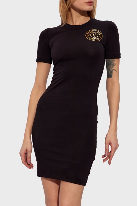 Versace Jeans Couture Pamuklu Slim Fit Mini Kadın Elbise 76HAOT02 CJ03T G89 SİYAH - Versace Jeans Couture