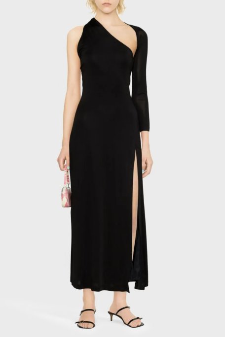 Versace Jeans Couture Sırt Dekolteli Asimetrik Yaka Asimetrik Kol Regular Fit Kadın Elbise 74HAO918 J0049 899 SİYAH - Versace Jeans Couture