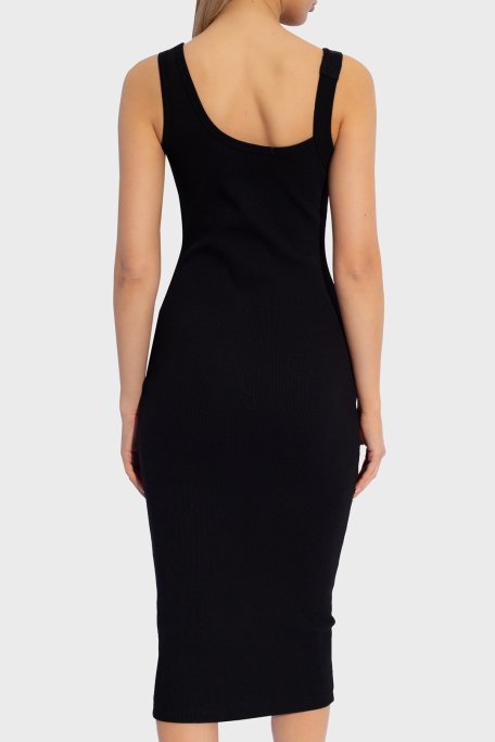 Versace Jeans Couture Streç Pamuklu Barok Tokalı Midi Bayan Elbise 76HAO947 J0004 899 SİYAH - Versace Jeans Couture (1)