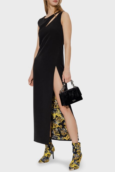 Versace Jeans Couture Yırtmaçlı Sırt Dekolteli Regular Fit Midi Kadın Elbise 74HAO937 N0103 899 SİYAH - Versace Jeans Couture (1)