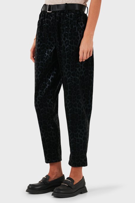 Via Dante Leopar Desenli Kemer Detaylı Relaxed Fit Yüksek Bel Bayan Pantolon 6888600 SİYAH - Via Dante (1)