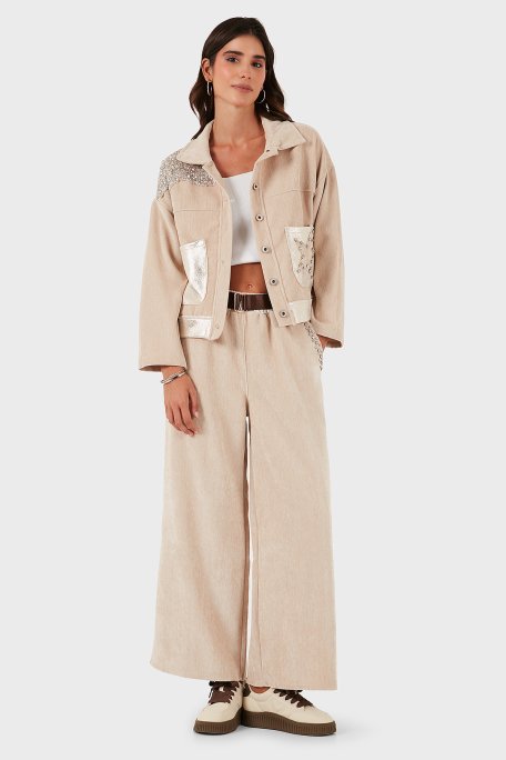 Via Dante Oversize Fit Gömlek Yaka Cep Detaylı Bayan Ceket 69143740 BEJ - Via Dante (1)