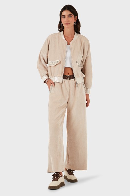 Via Dante Oversize Fit Kolej Yaka Fermuarlı Bayan Ceket 69143940 BEJ - Via Dante (1)