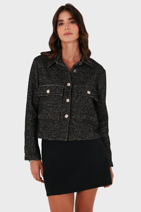 Via Dante Pamuklu Regular Fit Gömlek Yaka Bayan Ceket 268755199W SİYAH - Via Dante