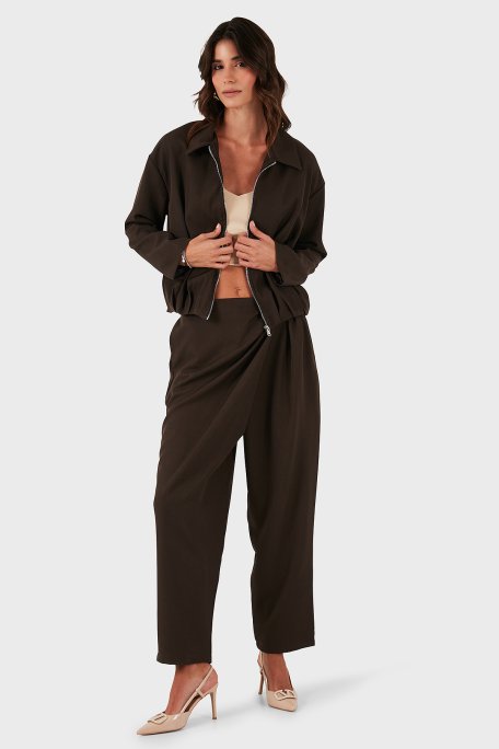 Via Dante Regular Fit Gömlek Yaka Fermuarlı Bayan Ceket 268755688 KAHVE - Via Dante (1)