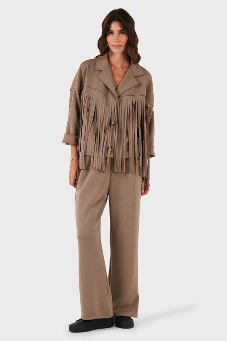 Via Dante Regular Fit Kruvaze Yaka Püsküllü Bayan Ceket 68821795 VİZON - Via Dante (1)