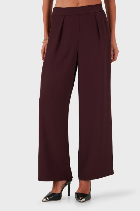 Via Dante Regular Fit Normal Bel Geniş Paça Bayan Pantolon 268755092 BORDO - Via Dante