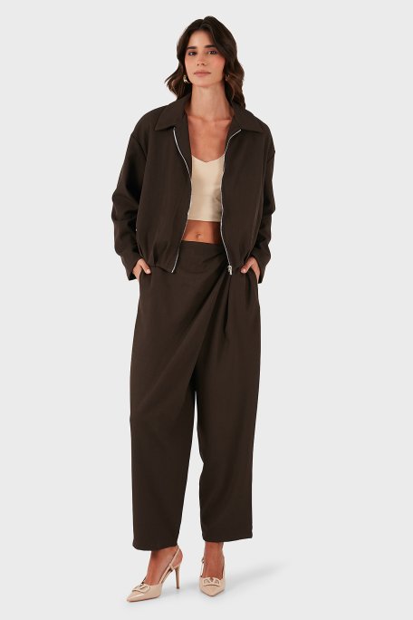 Via Dante Regular Fit Normal Bel Geniş Paça Bayan Pantolon 2687557721 KAHVE - Via Dante (1)