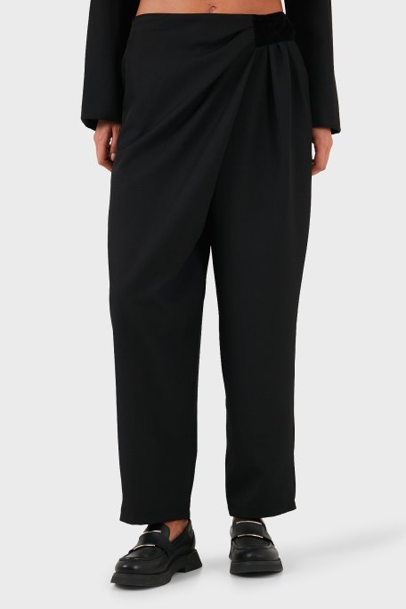 Via Dante Regular Fit Normal Bel Geniş Paça Bayan Pantolon 2687557721 SİYAH - Via Dante