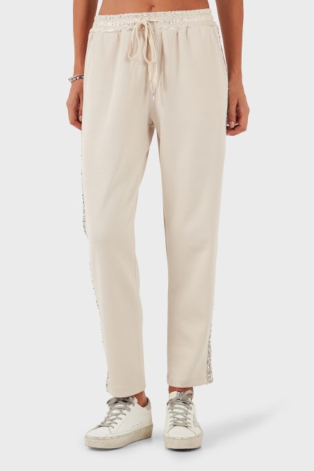 Via Dante Relaxed Fit Normal Bel Düz Paça Pul Detaylı Bayan Pantolon 69143450 BEJ - Via Dante