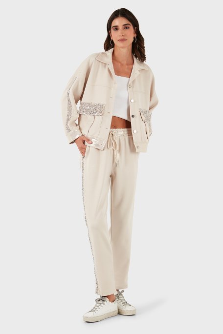 Via Dante Relaxed Fit Normal Bel Düz Paça Pul Detaylı Kadın Pantolon 69143450 BEJ - Via Dante (1)
