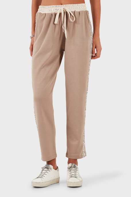 Via Dante Relaxed Fit Normal Bel Düz Paça Pul Detaylı Bayan Pantolon 69143450 VİZON - Via Dante