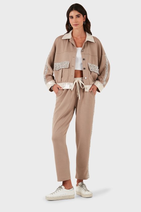 Via Dante Relaxed Fit Normal Bel Düz Paça Pul Detaylı Bayan Pantolon 69143450 VİZON - Via Dante (1)