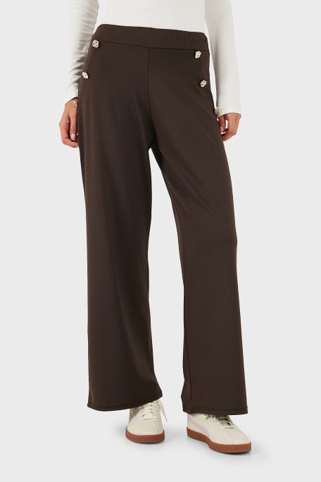 Via Dante Straight Fit Taş Detaylı Düz Paça Bayan Pantolon 268755080 KAHVE - Via Dante