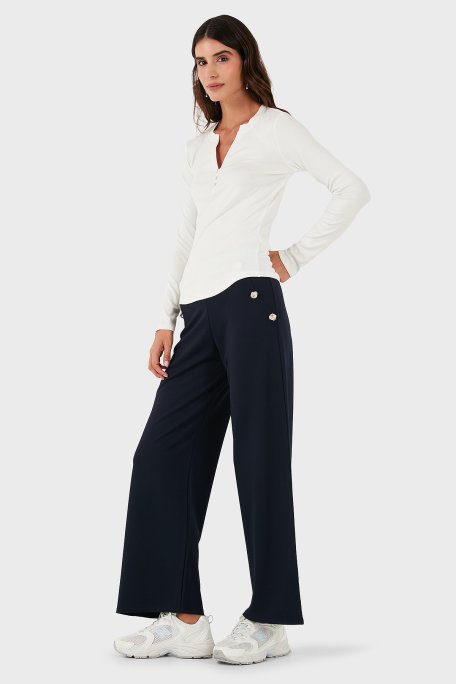 Via Dante Straight Fit Taş Detaylı Düz Paça Bayan Pantolon 268755080 LACİVERT - Via Dante (1)