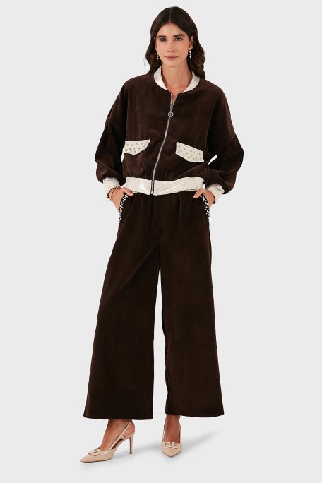 Via Dante Wide Leg Fit Normal Bel Cep Detaylı Bayan Pantolon 69143990 KAHVE - Via Dante (1)