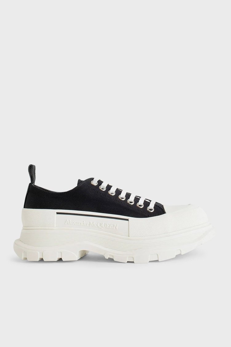 Alexander Mcqueen Logolu Platform Erkek Ayakkabı 705660 W4MV2 1070 SİYAH-BEYAZ - McQueen