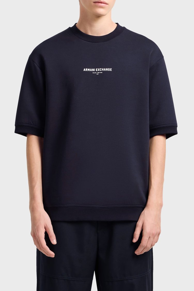 Armani Exchage Streç Pamuklu Regular Fit Bisiklet Yaka Erkek T Shirt XM000290 AF10818 UB101 LACİVERT - Armani Exchange