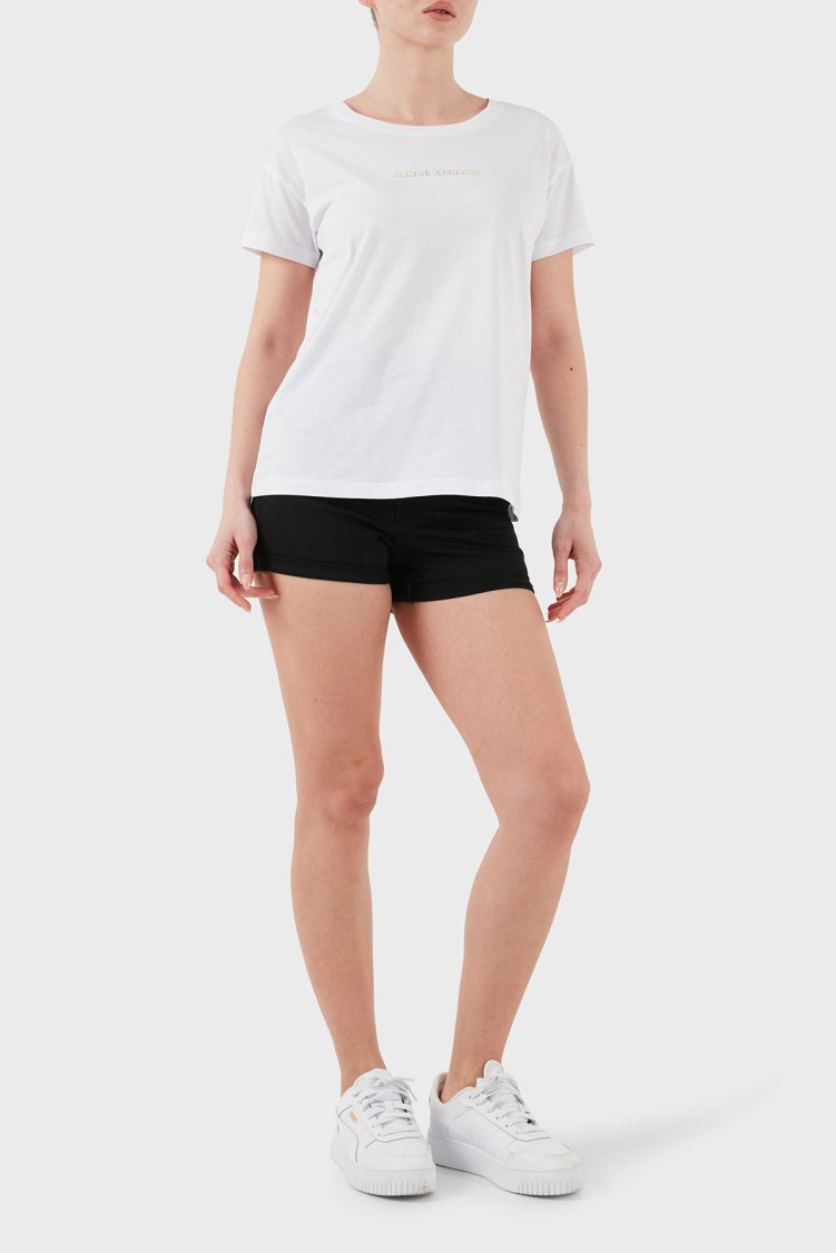 Armani Exchage % 100 Pamuk Regular Fit Bisiklet Yaka Logolu Kadın T Shirt XW000534 AF10359 U0002 Beyaz - Armani Exchange (1)