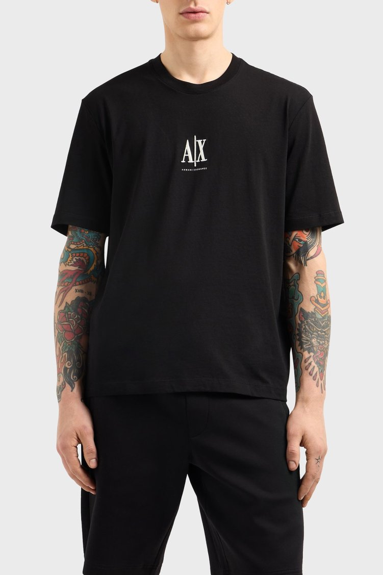 Armani Exchage % 100 Pamuk Regular Fit Bisiklet Yaka Logolu Erkek T Shirt XM000363 AF12308 UC001 SİYAH - Armani Exchange
