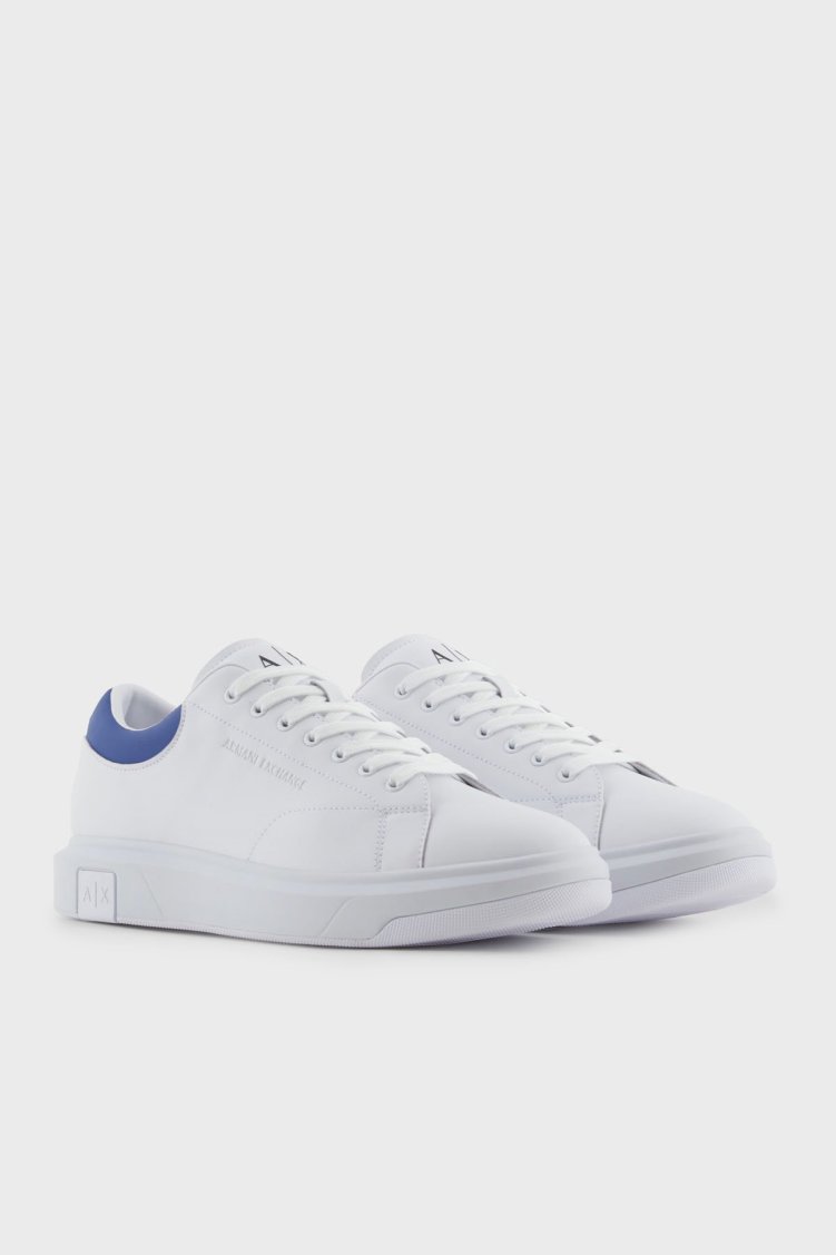 Armani Exchage Logolu Hakiki Deri Sneaker Erkek Ayakkabı XUX123 XV534 U648 BEYAZ-LACİVERT - Armani Exchange (1)