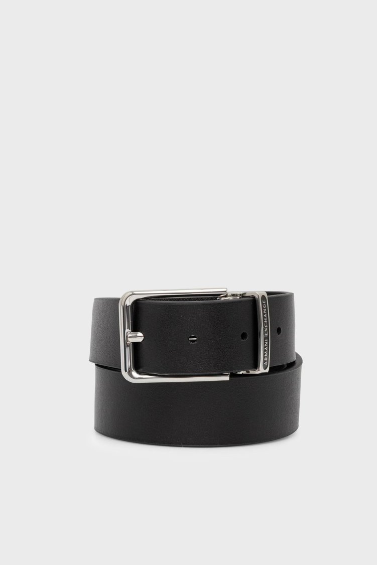 Armani Exchange % 100 Deri Logolu Erkek Kemer XM002660 AF22850 MC105 SİYAH - Armani Exchange