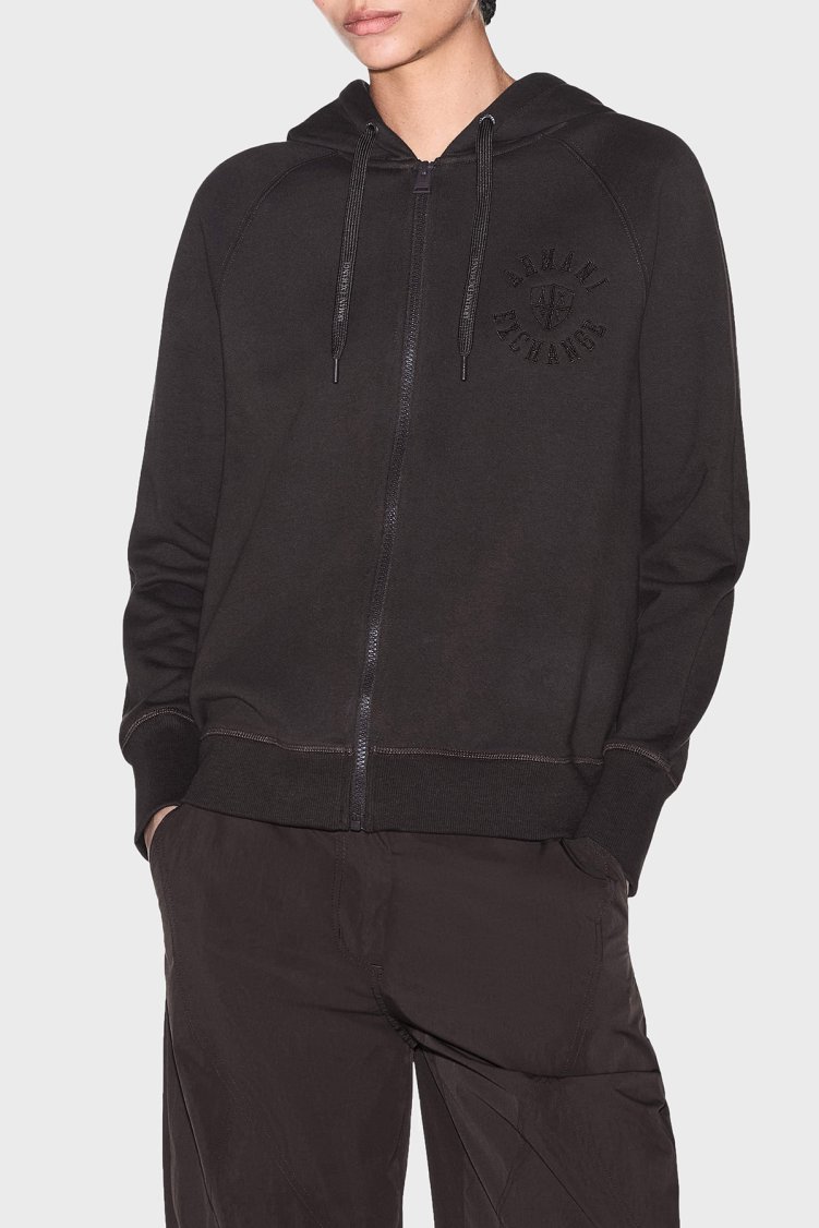 Armani Exchange %100 Pamuk Kapüşonlu Kadın Sweat XW002399 AF25527 U6032 Kahve - Armani Exchange