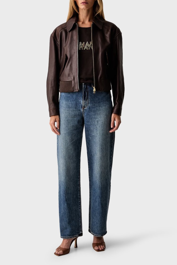 Armani Exchange %100 Pamuk Logolu Bisiklet Yaka Kadın T Shirt XW002957 AF10356 U6032 Kahve - Armani Exchange (1)