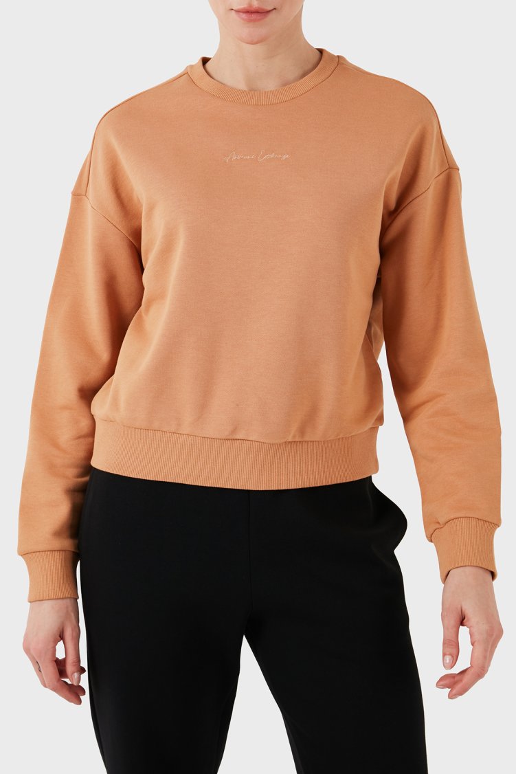 Armani Exchange % 100 Pamuk Regular Fit Bisiklet Yaka Kadın Sweat 6DYM70 YJEEZ 1788 Tarçın - Armani Exchange