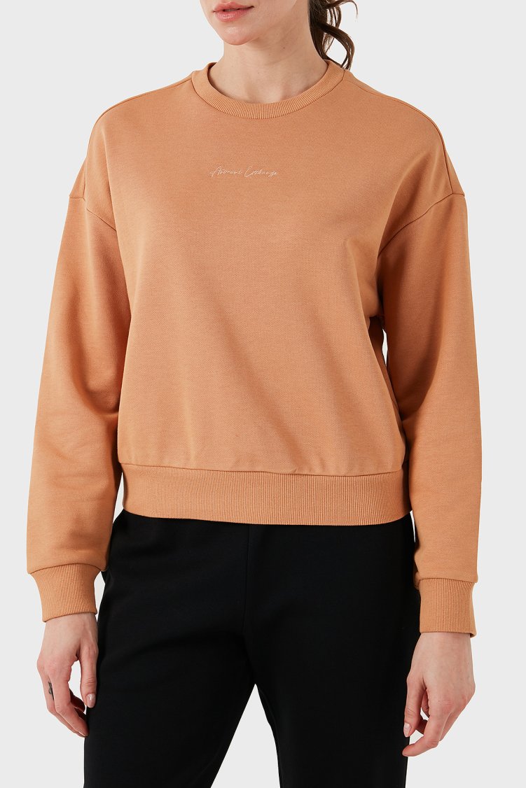 Armani Exchange % 100 Pamuk Regular Fit Bisiklet Yaka Kadın Sweat 6DYM70 YJEEZ 1788 Tarçın - Armani Exchange (1)