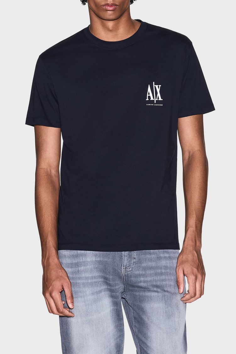 Armani Exchange % 100 Pamuk Regular Fit Bisiklet Yaka Erkek T Shirt XM000365 AF12308 UB101 LACİVERT - Armani Exchange