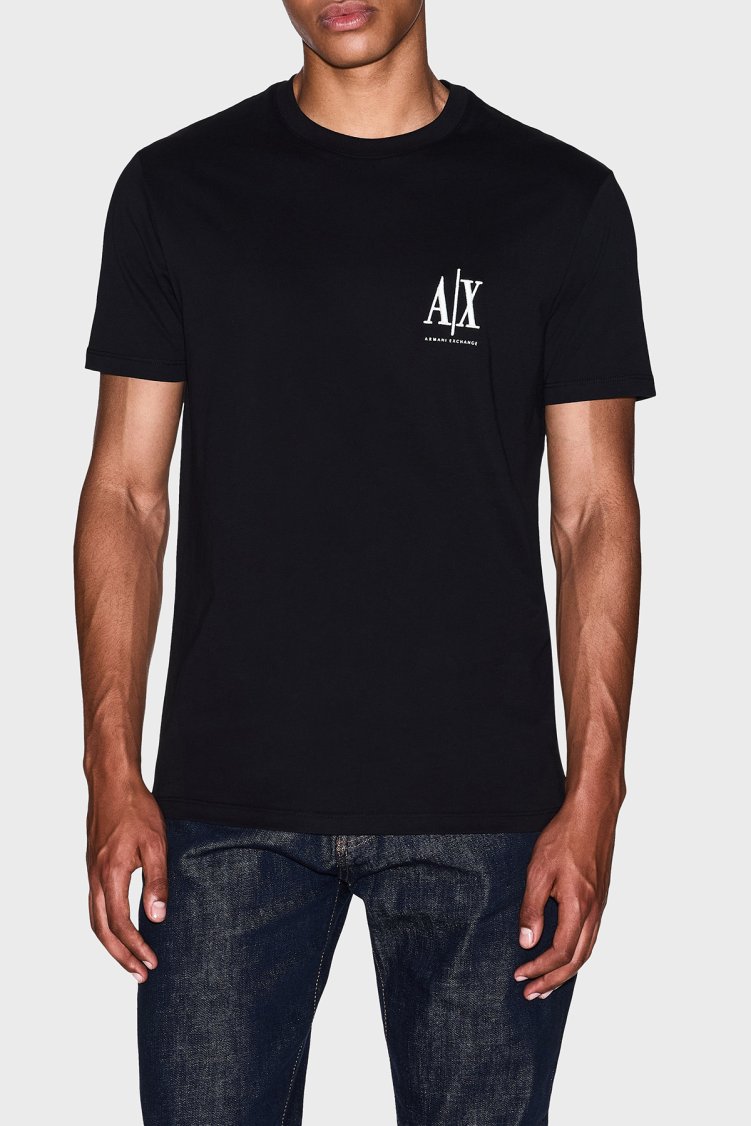 Armani Exchange % 100 Pamuk Regular Fit Bisiklet Yaka Erkek T Shirt XM000365 AF12308 UC001 SİYAH - Armani Exchange