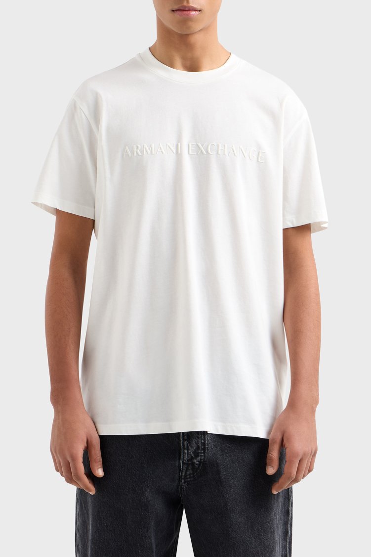 Armani Exchange % 100 Pamuk Regular Fit Bisiklet Yaka Erkek T Shirt XM002467 AF10356 U0009 BEYAZ - Armani Exchange