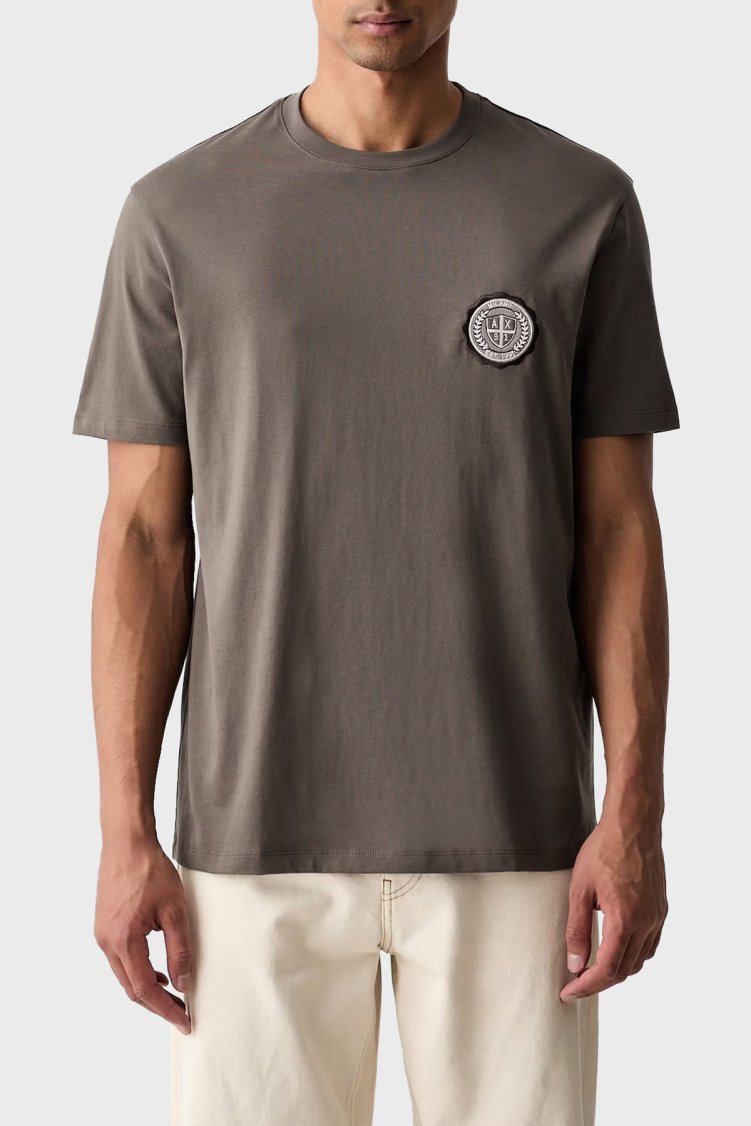 Armani Exchange % 100 Pamuk Regular Fit Bisiklet Yaka Erkek T Shirt XM003078 AF10361 U6125 Kahve - Armani Exchange