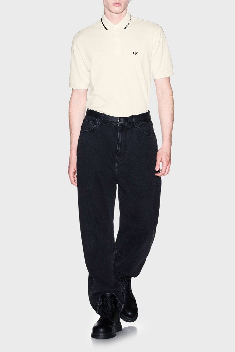 Armani Exchange % 100 Pamuk Regular Fit Düğmeli Erkek Polo XM002932 AF13026 U0007 Kırık beyaz - Armani Exchange (1)
